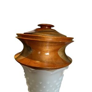 Hand Turned Wood Lidded Box‎ Decorative Bowl Trinket Jar Container